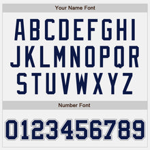 Load image into Gallery viewer, Custom White Navy-Gray Bomber Full-Snap Varsity Letterman Two Tone Jacket