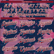 Load image into Gallery viewer, Custom Pink Maroon Cream-Navy 3D Pattern Design Bomber Full-Snap Varsity Letterman Jacket