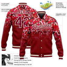 Load image into Gallery viewer, Custom Red Crimson-Cream 3D Pattern Design Bomber Full-Snap Varsity Letterman Jacket