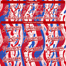 Load image into Gallery viewer, Custom Figure Red-Royal 3D Bomber Full-Snap Varsity Letterman Jacket