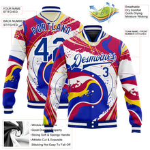 Load image into Gallery viewer, Custom Figure Royal-Red 3D Bomber Full-Snap Varsity Letterman Jacket