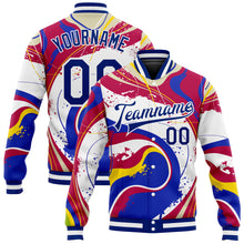 Load image into Gallery viewer, Custom Figure Royal-Red 3D Bomber Full-Snap Varsity Letterman Jacket