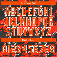 Load image into Gallery viewer, Custom Red Orange-Black 3D Pattern Design Bomber Full-Snap Varsity Letterman Jacket