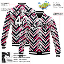 Load image into Gallery viewer, Custom Red White-Black 3D Pattern Design Bomber Full-Snap Varsity Letterman Jacket