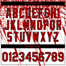 Load image into Gallery viewer, Custom White Red-Black 3D Pattern Design Bomber Full-Snap Varsity Letterman Jacket