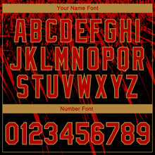 Load image into Gallery viewer, Custom Black Red-Old Gold 3D Pattern Design Bomber Full-Snap Varsity Letterman Jacket