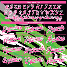 Load image into Gallery viewer, Custom Kelly Green Pink-Black 3D Pattern Design Bomber Full-Snap Varsity Letterman Jacket