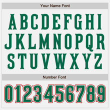 Load image into Gallery viewer, Custom White Kelly Green-Red Bomber Full-Snap Varsity Letterman Two Tone Jacket