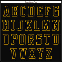 Load image into Gallery viewer, Custom Black Black-Gold Bomber Full-Snap Varsity Letterman Jacket