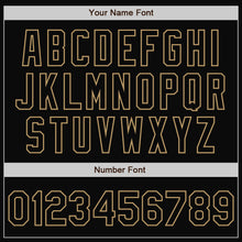 Load image into Gallery viewer, Custom Black Black-Old Gold Bomber Full-Snap Varsity Letterman Jacket