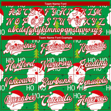 Load image into Gallery viewer, Custom Kelly Green White-Red Christmas 3D Bomber Full-Snap Varsity Letterman Jacket