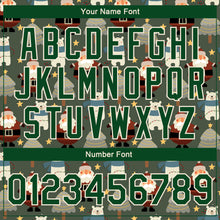 Load image into Gallery viewer, Custom Green Green-Cream Christmas 3D Bomber Full-Snap Varsity Letterman Jacket