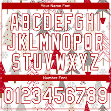 Load image into Gallery viewer, Custom White White Red-Gray Christmas 3D Bomber Full-Snap Varsity Letterman Jacket