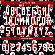 Load image into Gallery viewer, Custom Black White-Red Christmas 3D Bomber Full-Snap Varsity Letterman Jacket