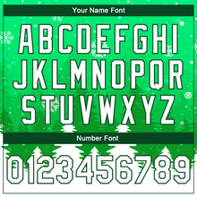 Load image into Gallery viewer, Custom Kelly Green White Christmas 3D Bomber Full-Snap Varsity Letterman Jacket