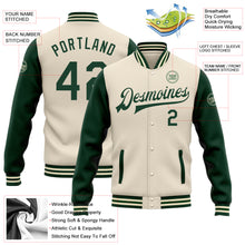 Load image into Gallery viewer, Custom Cream Green Bomber Full-Snap Varsity Letterman Two Tone Jacket