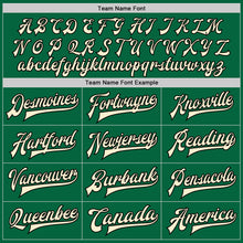 Load image into Gallery viewer, Custom Kelly Green Black-Cream Bomber Full-Snap Varsity Letterman Two Tone Jacket