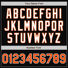 Load image into Gallery viewer, Custom Black Orange-Gray Bomber Full-Snap Varsity Letterman Split Fashion Jacket