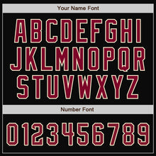 Load image into Gallery viewer, Custom Black Crimson Cream-Maroon Bomber Full-Snap Varsity Letterman Split Fashion Jacket