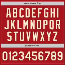 Load image into Gallery viewer, Custom Red Cream Bomber Full-Snap Varsity Letterman Split Fashion Jacket