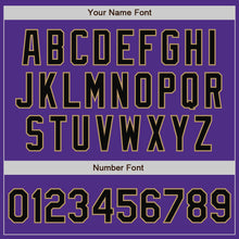 Load image into Gallery viewer, Custom Purple Black Gray-Old Gold Bomber Full-Snap Varsity Letterman Split Fashion Jacket