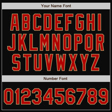 Load image into Gallery viewer, Custom Black Red-Old Gold Bomber Full-Snap Varsity Letterman Two Tone Jacket