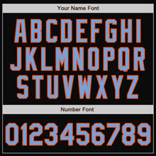 Load image into Gallery viewer, Custom Black Light Blue-Orange Bomber Full-Snap Varsity Letterman Two Tone Jacket