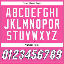 Load image into Gallery viewer, Custom Pink White Black-Light Blue Bomber Full-Snap Varsity Letterman Jacket