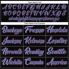 Load image into Gallery viewer, Custom Black Pink-Light Blue Bomber Full-Snap Varsity Letterman Two Tone Jacket