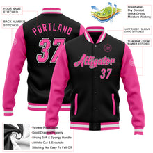 Load image into Gallery viewer, Custom Black Pink-White Bomber Full-Snap Varsity Letterman Two Tone Jacket