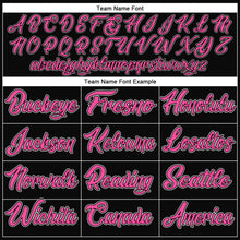 Load image into Gallery viewer, Custom Black Pink-White Bomber Full-Snap Varsity Letterman Two Tone Jacket