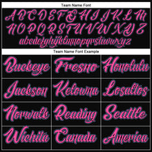 Load image into Gallery viewer, Custom Black Pink Gray-Light Blue Bomber Full-Snap Varsity Letterman Two Tone Jacket