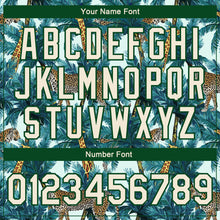 Load image into Gallery viewer, Custom Green Cream Tropical Tiger And Giraffe With Palms 3D Pattern Design Bomber Full-Snap Varsity Letterman Jacket