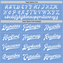 Load image into Gallery viewer, Custom Light Blue White Bomber Full-Snap Varsity Letterman Jacket