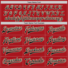 Load image into Gallery viewer, Custom Red Black-Cream Bomber Full-Snap Varsity Letterman Jacket