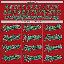 Load image into Gallery viewer, Custom Red Kelly Green Cream-Black Bomber Full-Snap Varsity Letterman Jacket