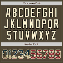 Load image into Gallery viewer, Custom Olive Vintage USA Flag Cream-Black Bomber Full-Snap Varsity Letterman Salute To Service Jacket