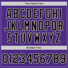 Load image into Gallery viewer, Custom Purple Black-Cream Bomber Full-Snap Varsity Letterman Jacket