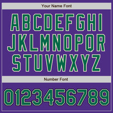 Load image into Gallery viewer, Custom Purple Kelly Green Cream-Black Bomber Full-Snap Varsity Letterman Jacket