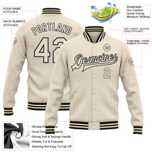 Load image into Gallery viewer, Custom Cream Cream-Black Bomber Full-Snap Varsity Letterman Jacket