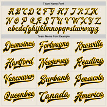 Load image into Gallery viewer, Custom Cream Black-Gold Bomber Full-Snap Varsity Letterman Jacket