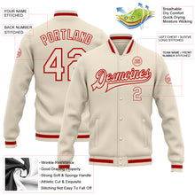 Load image into Gallery viewer, Custom Cream Cream-Red Bomber Full-Snap Varsity Letterman Jacket
