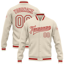 Load image into Gallery viewer, Custom Cream Cream-Red Bomber Full-Snap Varsity Letterman Jacket