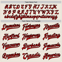 Load image into Gallery viewer, Custom Cream Red-Black Bomber Full-Snap Varsity Letterman Jacket