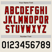 Load image into Gallery viewer, Custom Cream Red-Black Bomber Full-Snap Varsity Letterman Jacket