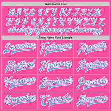 Load image into Gallery viewer, Custom Pink Light Blue-White Bomber Full-Snap Varsity Letterman Jacket