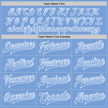 Load image into Gallery viewer, Custom Light Blue Pink-White Bomber Full-Snap Varsity Letterman Split Fashion Jacket