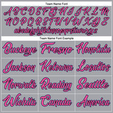 Load image into Gallery viewer, Custom Gray Pink Black-Light Blue Bomber Full-Snap Varsity Letterman Two Tone Jacket