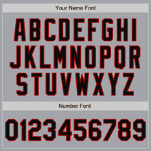 Load image into Gallery viewer, Custom Gray Black-Red Bomber Full-Snap Varsity Letterman Two Tone Jacket