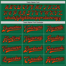 Load image into Gallery viewer, Custom Kelly Green Orange-Black Bomber Full-Snap Varsity Letterman Two Tone Jacket